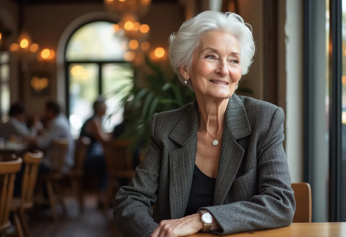 femme 60 ans coupe cheveux blancs